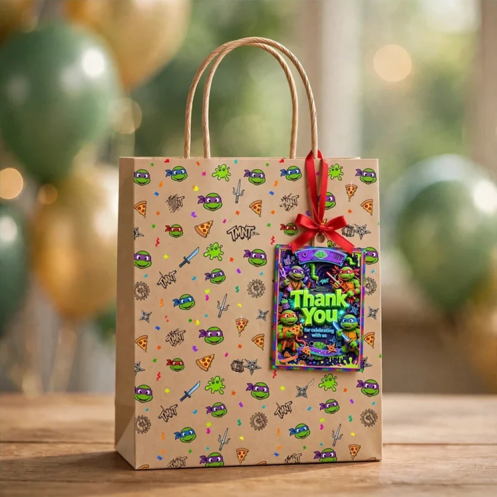 Ninja Turtles Theme Thank You Cards Birthday Party Supplies (PACK OF 30) - 280 GSM Matte Fine-Art Cardstock (2.5 x 3.5 Inch) - Premium Party Decor Supply by Party Decor Mall - View 4