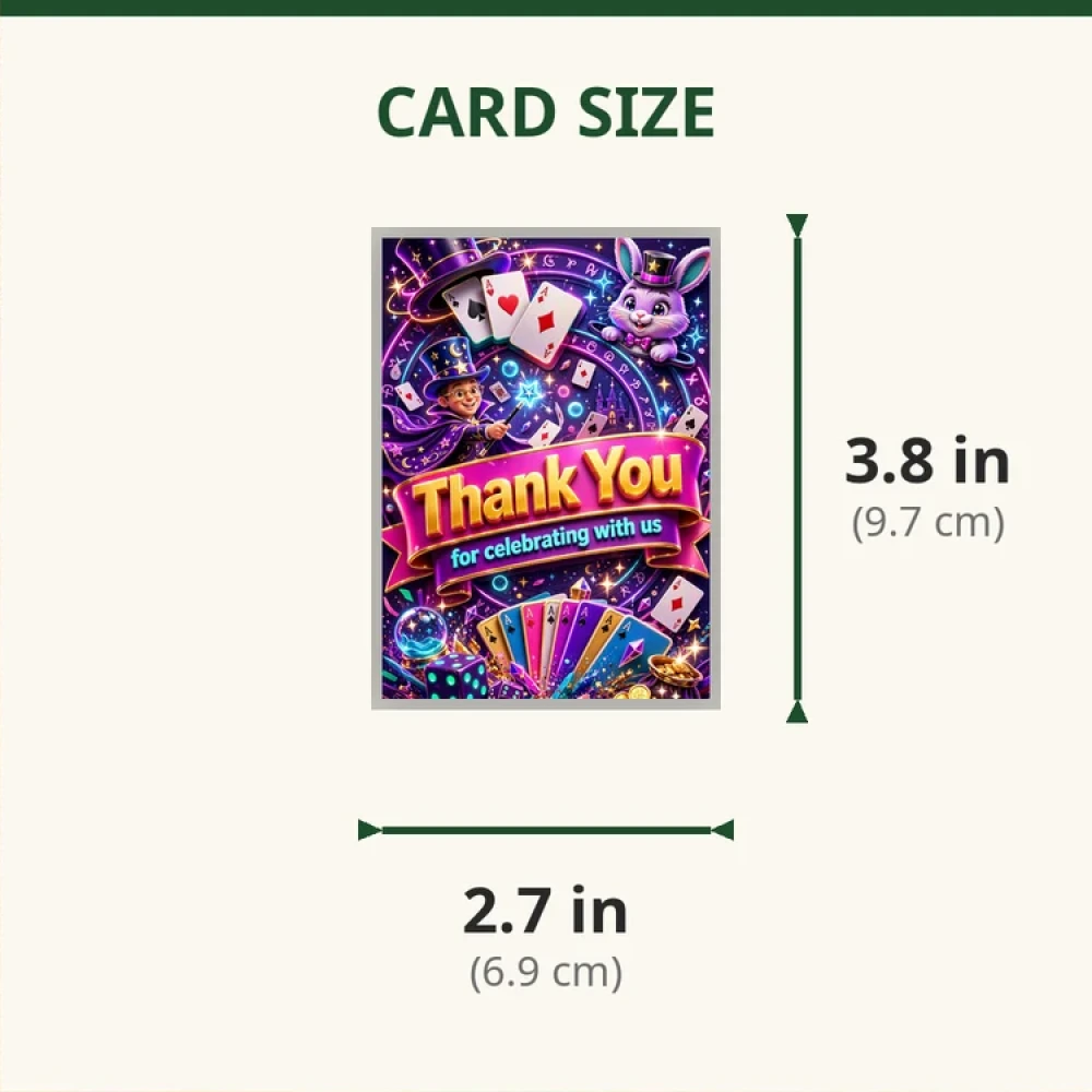 Magician Theme Thank You Cards Birthday Party Supplies (PACK OF 30) - 280 GSM Matte Fine-Art Cardstock (2.5 x 3.5 Inch) - Premium Party Decor Supply by Party Decor Mall - View 2