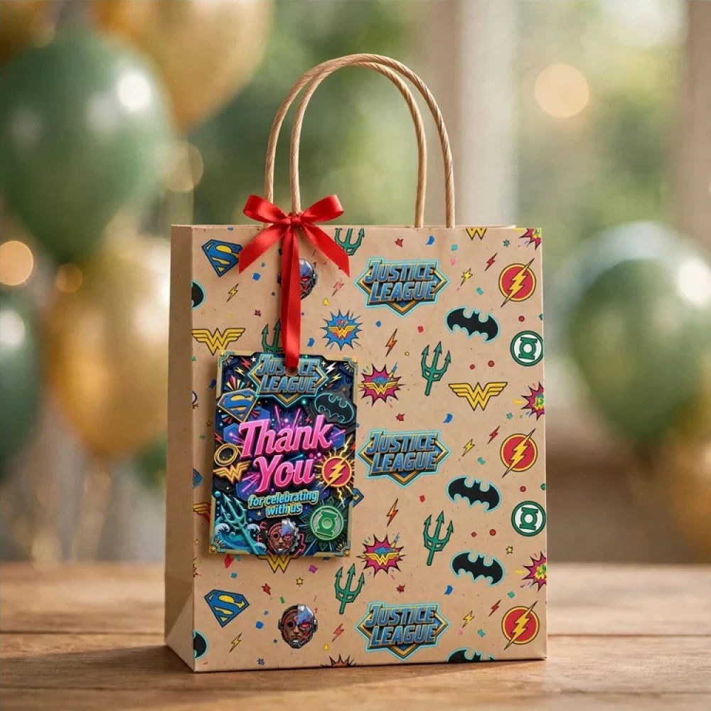 Justice League Theme Thank You Cards Birthday Party Supplies (PACK OF 30) - 280 GSM Matte Fine-Art Cardstock (2.5 x 3.5 Inch) - Premium Party Decor Supply by Party Decor Mall - View 4