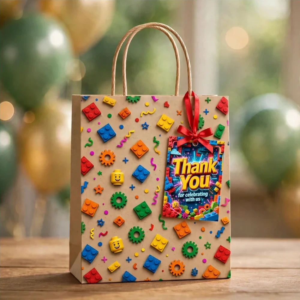 Lego Theme Thank You Cards Birthday Party Supplies (PACK OF 30) - 280 GSM Matte Fine-Art Cardstock (2.5 x 3.5 Inch) - Premium Party Decor Supply by Party Decor Mall - View 4