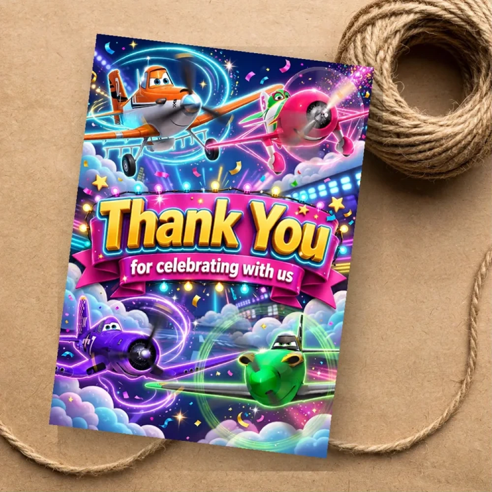 Disney Planes Theme Thank You Cards Birthday Party Supplies (PACK OF 30) - 280 GSM Matte Fine-Art Cardstock (2.5 x 3.5 Inch) - Premium Party Decor Supply by Party Decor Mall - View 1