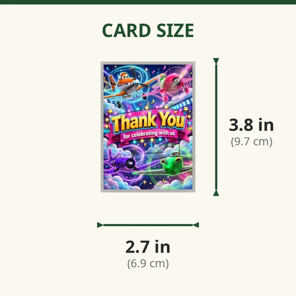 Disney Planes Theme Thank You Cards Birthday Party Supplies (PACK OF 30) - 280 GSM Matte Fine-Art Cardstock (2.5 x 3.5 Inch) - Premium Party Decor Supply by Party Decor Mall - View 2