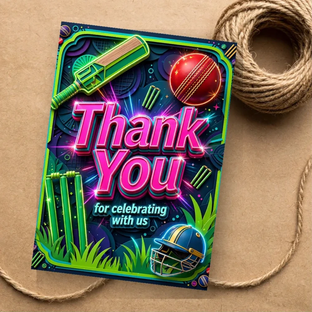 Cricket Theme Thank You Cards Birthday Party Supplies (PACK OF 30) - 280 GSM Matte Fine-Art Cardstock (2.5 x 3.5 Inch)