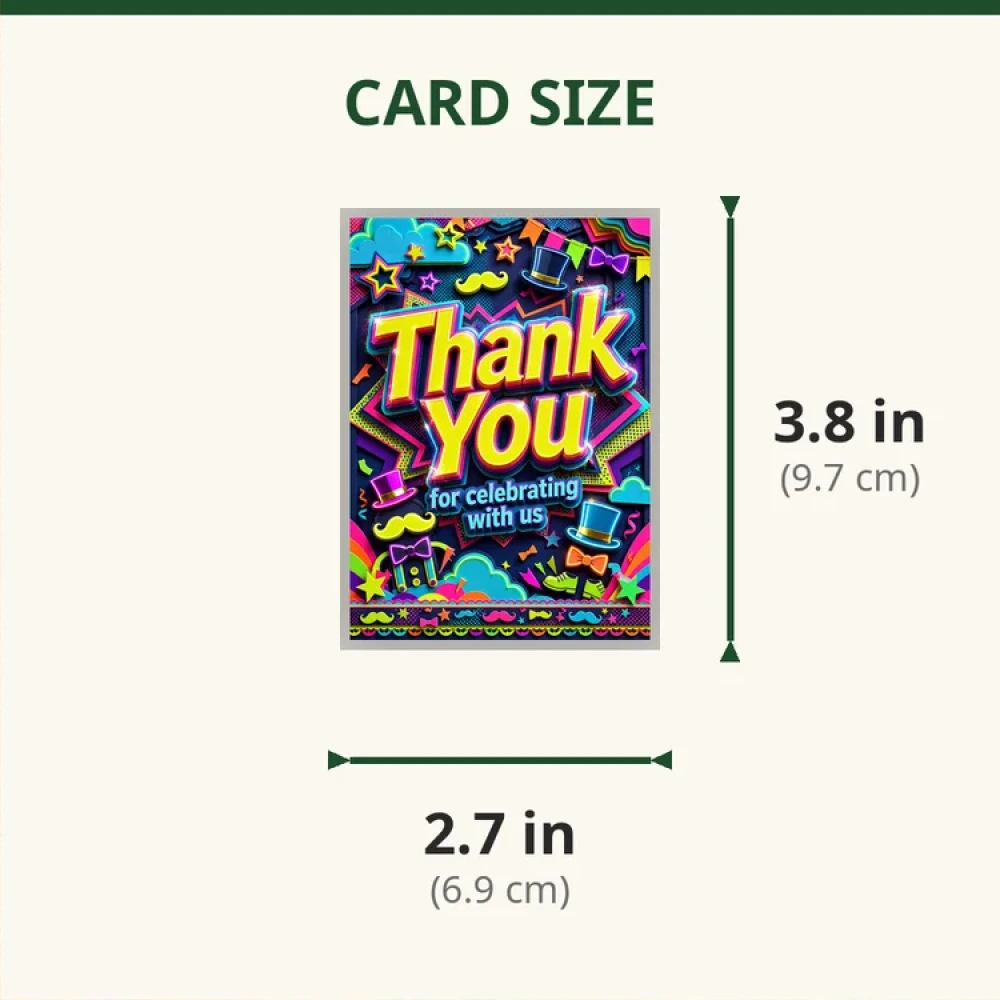 Little Man Theme Thank You Cards Birthday Party Supplies (PACK OF 30) - 280 GSM Matte Fine-Art Cardstock (2.5 x 3.5 Inch) - Premium Party Decor Supply by Party Decor Mall - View 2