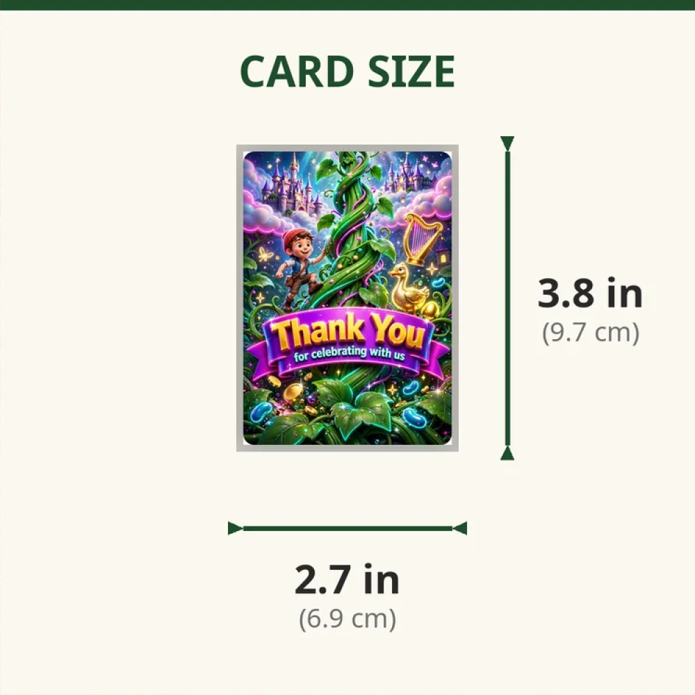 Jack And The Beanstalk Theme Thank You Cards Birthday Party Supplies (PACK OF 30) - 280 GSM Matte Fine-Art Cardstock (2.5 x 3.5 Inch) - Premium Party Decor Supply by Party Decor Mall - View 2