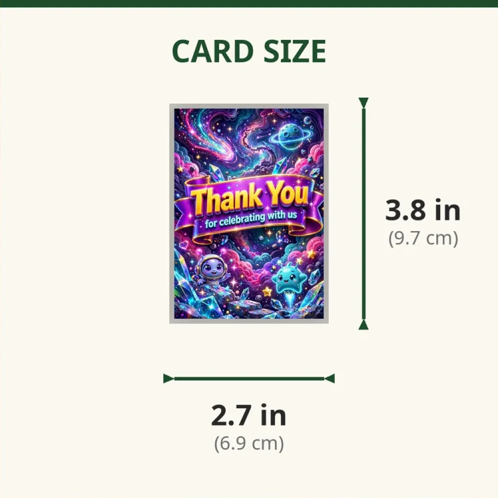 Galaxy Theme Thank You Cards Birthday Party Supplies (PACK OF 30) - 280 GSM Matte Fine-Art Cardstock (2.5 x 3.5 Inch) - Premium Party Decor Supply by Party Decor Mall - View 2