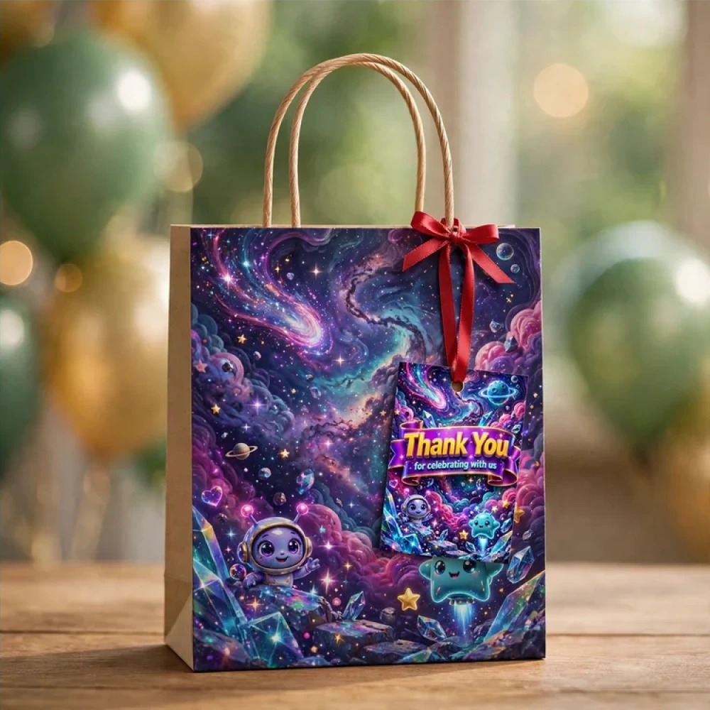 Galaxy Theme Thank You Cards Birthday Party Supplies (PACK OF 30) - 280 GSM Matte Fine-Art Cardstock (2.5 x 3.5 Inch) - Premium Party Decor Supply by Party Decor Mall - View 4