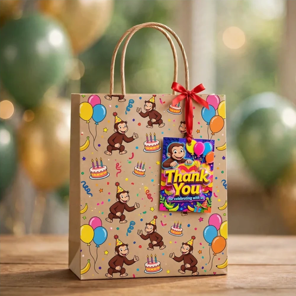 Curious George Theme Thank You Cards Birthday Party Supplies (PACK OF 30) - 280 GSM Matte Fine-Art Cardstock (2.5 x 3.5 Inch) - Premium Party Decor Supply by Party Decor Mall - View 4