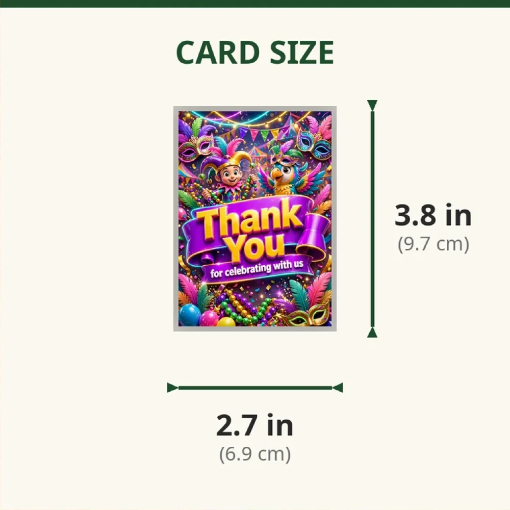 Carnival Theme Thank You Cards Birthday Party Supplies (PACK OF 30) - 280 GSM Matte Fine-Art Cardstock (2.5 x 3.5 Inch) - Premium Party Decor Supply by Party Decor Mall - View 2