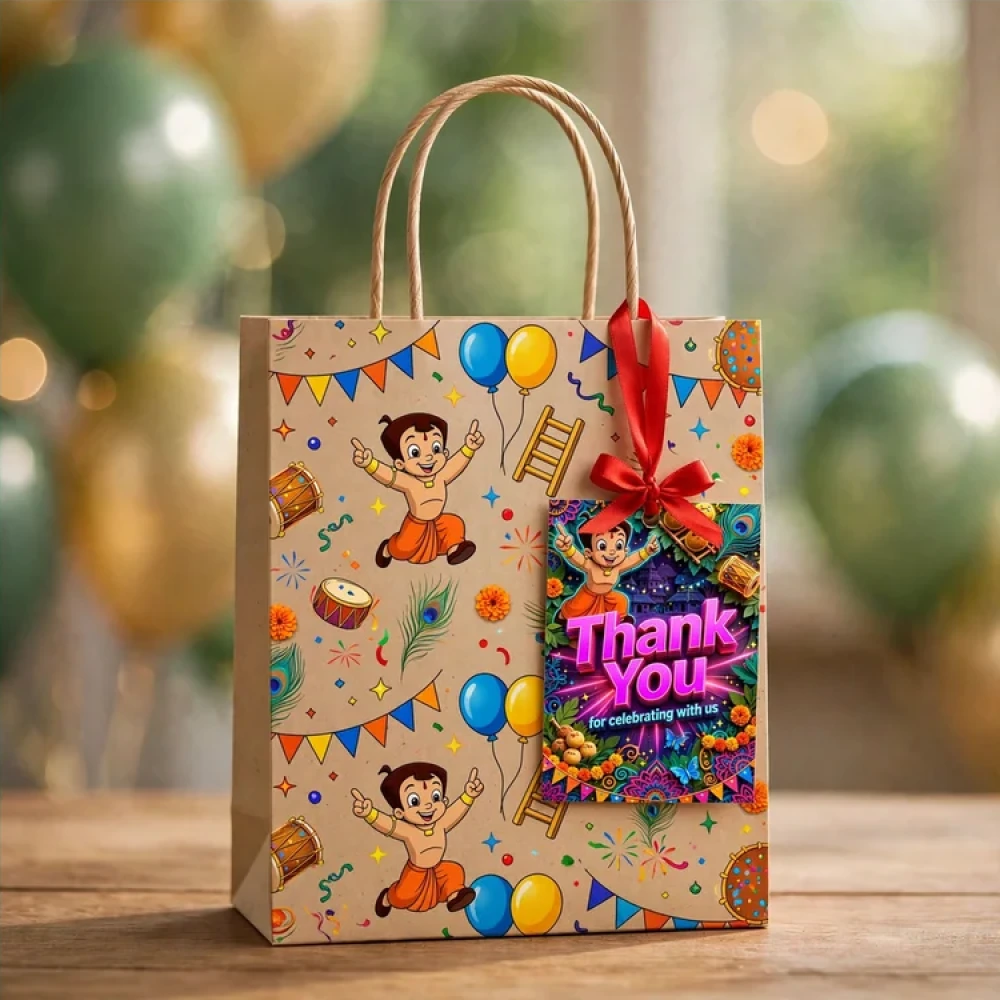 Chhota Bheem Theme Thank You Cards Birthday Party Supplies (PACK OF 30) - 280 GSM Matte Fine-Art Cardstock (2.5 x 3.5 Inch) - Premium Party Decor Supply by Party Decor Mall - View 4