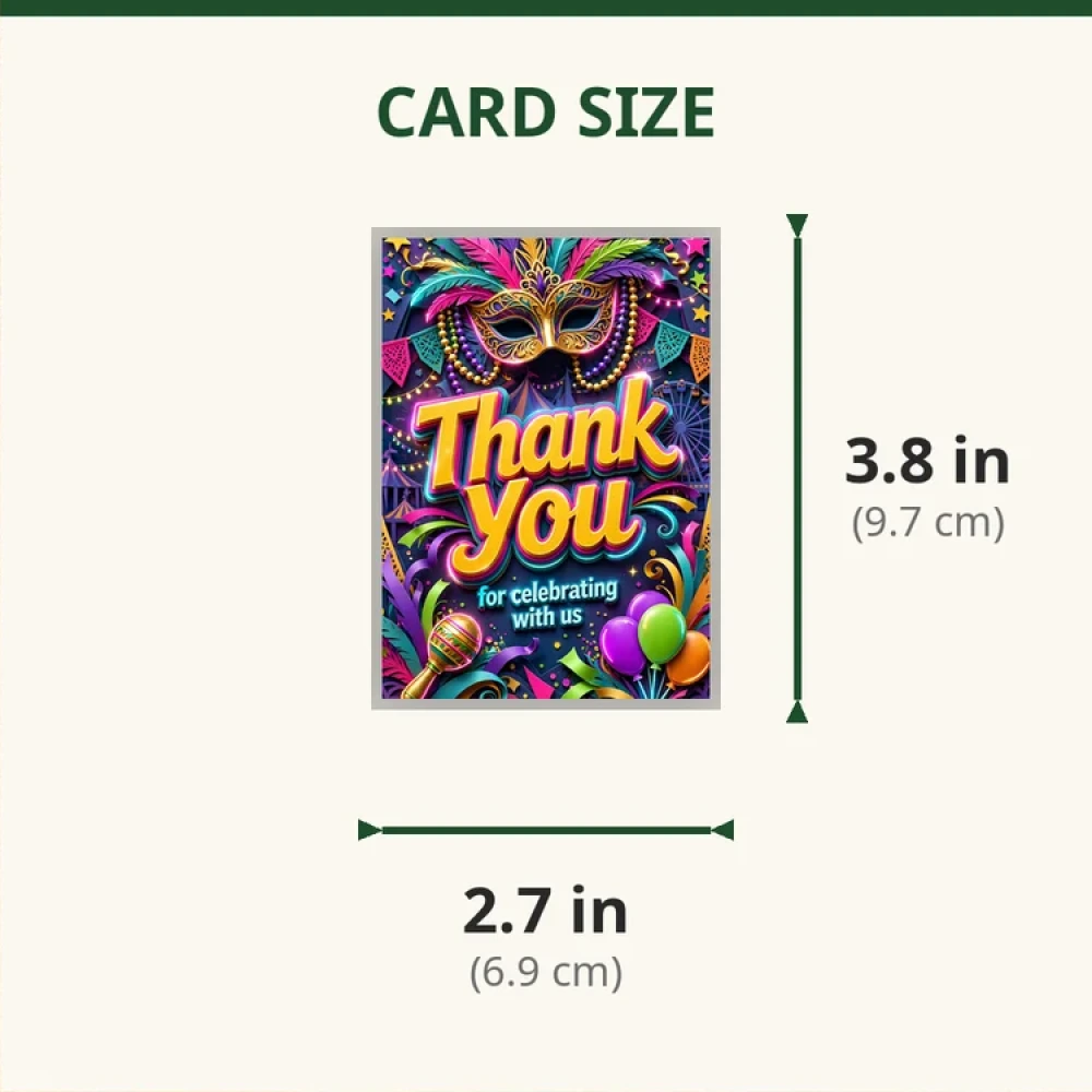 Carnival Theme Thank You Cards Birthday Party Supplies (PACK OF 30) - 280 GSM Matte Fine-Art Cardstock (2.5 x 3.5 Inch) - Premium Party Decor Supply by Party Decor Mall - View 2