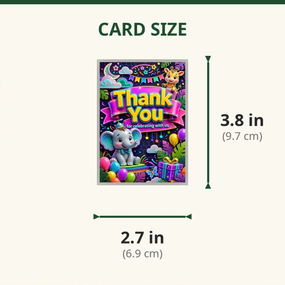 Baby Elephant Boy Theme Thank You Cards Birthday Party Supplies (PACK OF 30) - 280 GSM Matte Fine-Art Cardstock (2.5 x 3.5 Inch) - Premium Party Decor Supply by Party Decor Mall - View 2