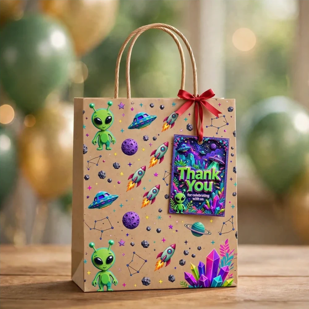 Alien Theme Thank You Cards Birthday Party Supplies (PACK OF 30) - 280 GSM Matte Fine-Art Cardstock (2.5 x 3.5 Inch) - Premium Party Decor Supply by Party Decor Mall - View 4