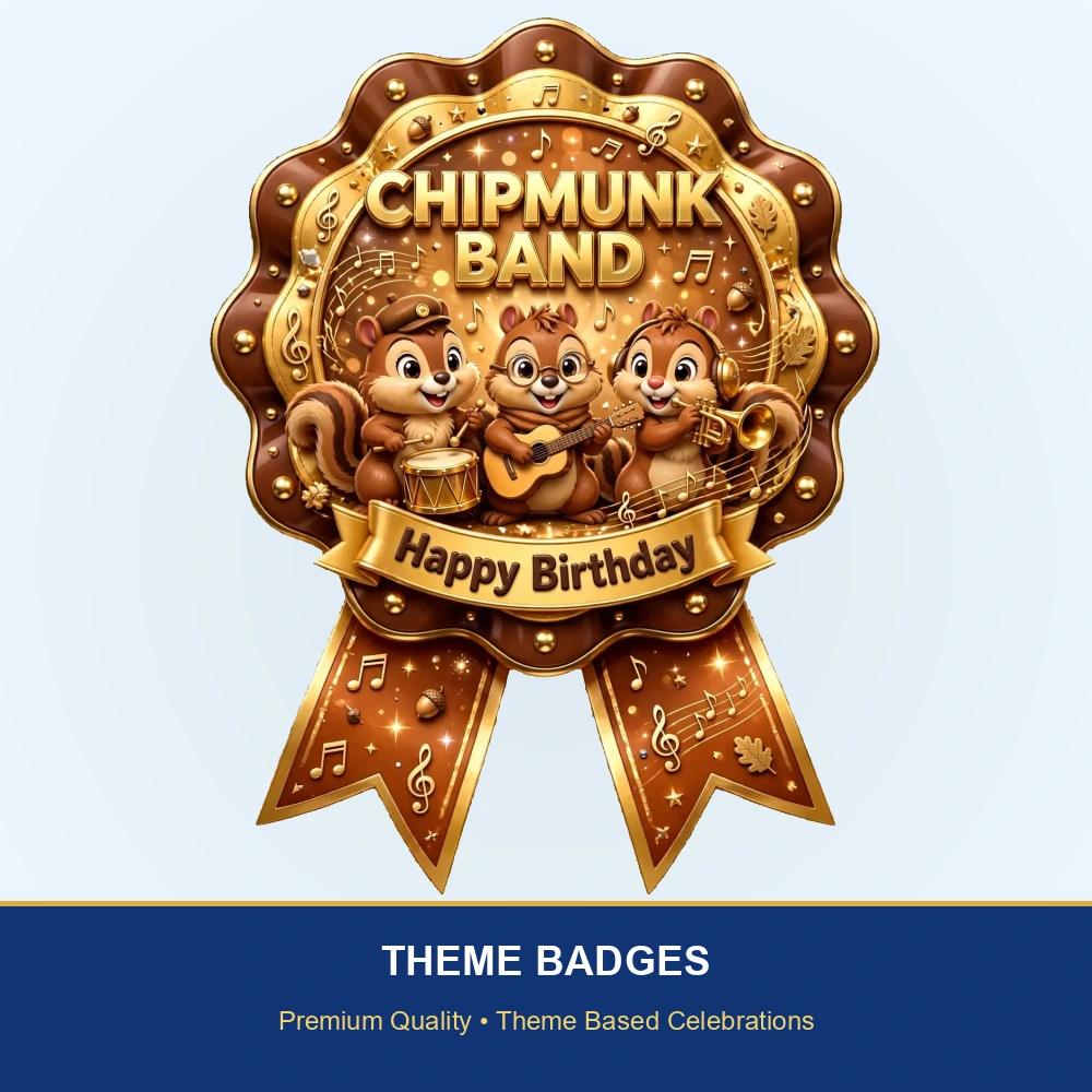 Alvin & Chipmunks Theme Theme Badges Birthday Party Supplies (PACK OF 16) - 300 GSM Premium Cardstock with Pin (3.7 x 3 Inch) - Premium Party Decor Supply by Party Decor Mall - View 2