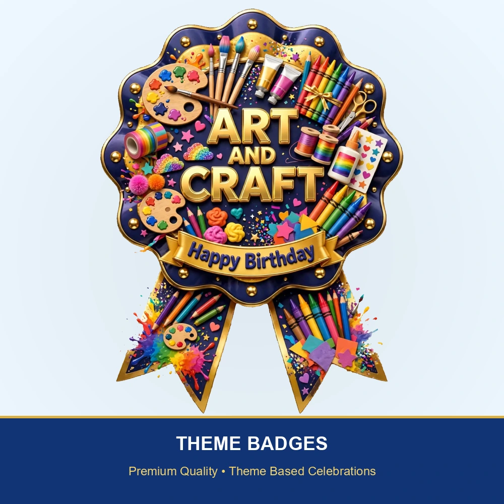 Art & Craft Theme Theme Badges Birthday Party Supplies (PACK OF 16) - 300 GSM Premium Cardstock with Pin (3.7 x 3 Inch) - Premium Party Decor Supply by Party Decor Mall - View 2