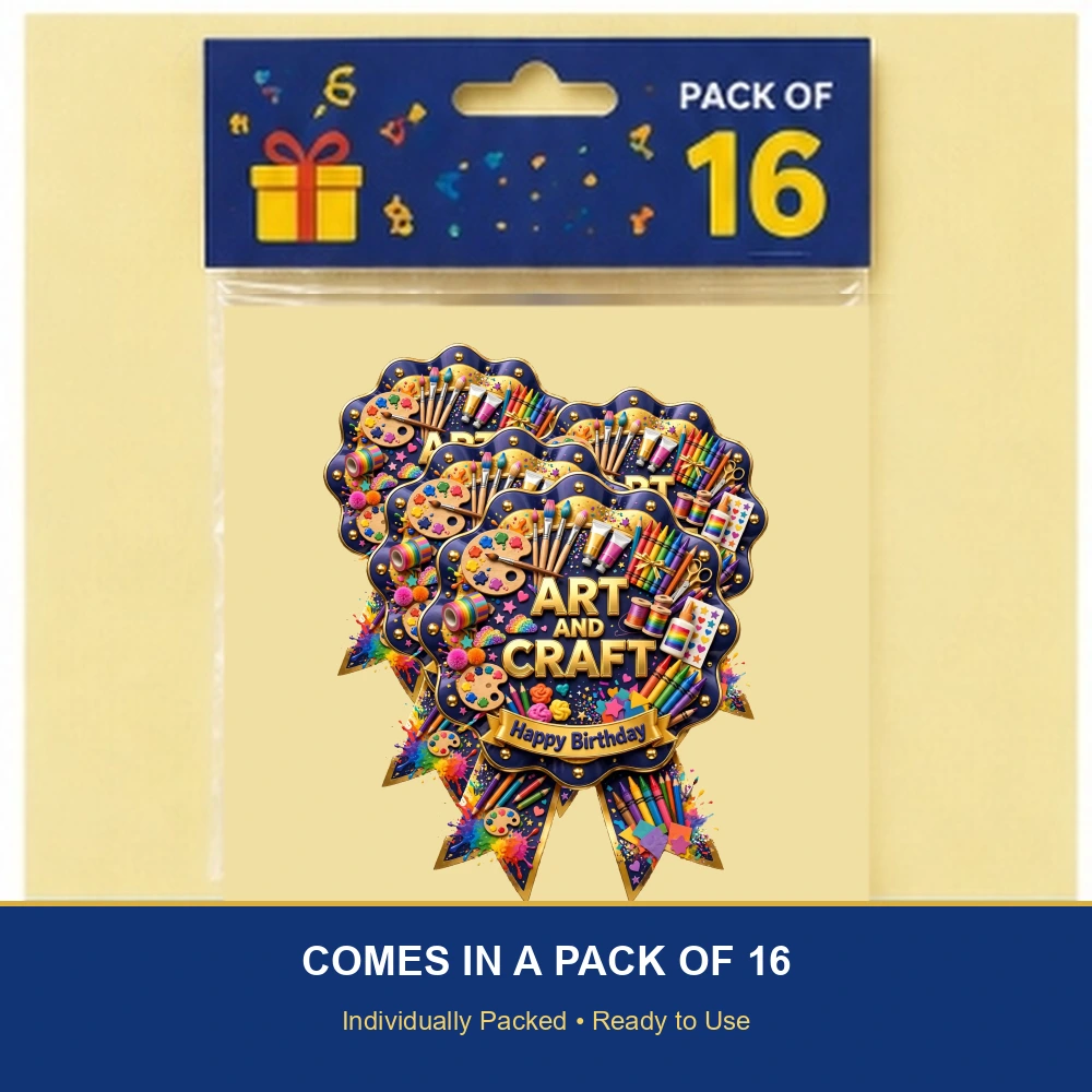 Art & Craft Theme Theme Badges Birthday Party Supplies (PACK OF 16) - 300 GSM Premium Cardstock with Pin (3.7 x 3 Inch) - Premium Party Decor Supply by Party Decor Mall - View 6