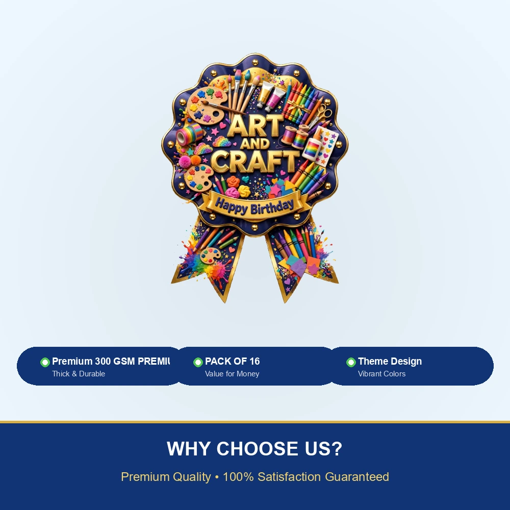 Art & Craft Theme Theme Badges Birthday Party Supplies (PACK OF 16) - 300 GSM Premium Cardstock with Pin (3.7 x 3 Inch) - Premium Party Decor Supply by Party Decor Mall - View 7