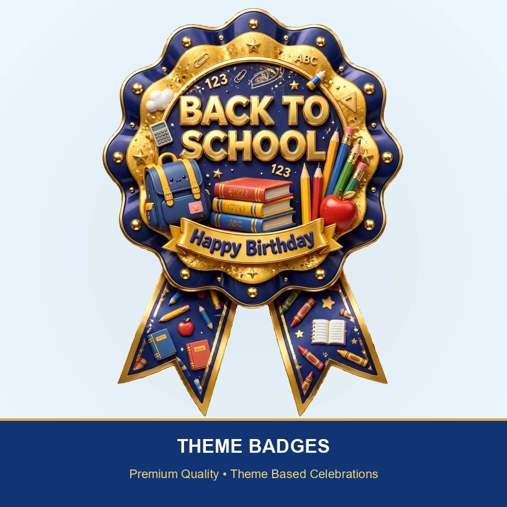 Back To School Theme Theme Badges Birthday Party Supplies (PACK OF 16) - 300 GSM Premium Cardstock with Pin (3.7 x 3 Inch) - Premium Party Decor Supply by Party Decor Mall - View 2
