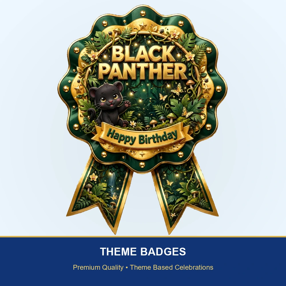 Black Panther Theme Theme Badges Birthday Party Supplies (PACK OF 16) - 300 GSM Premium Cardstock with Pin (3.7 x 3 Inch) - Premium Party Decor Supply by Party Decor Mall - View 2