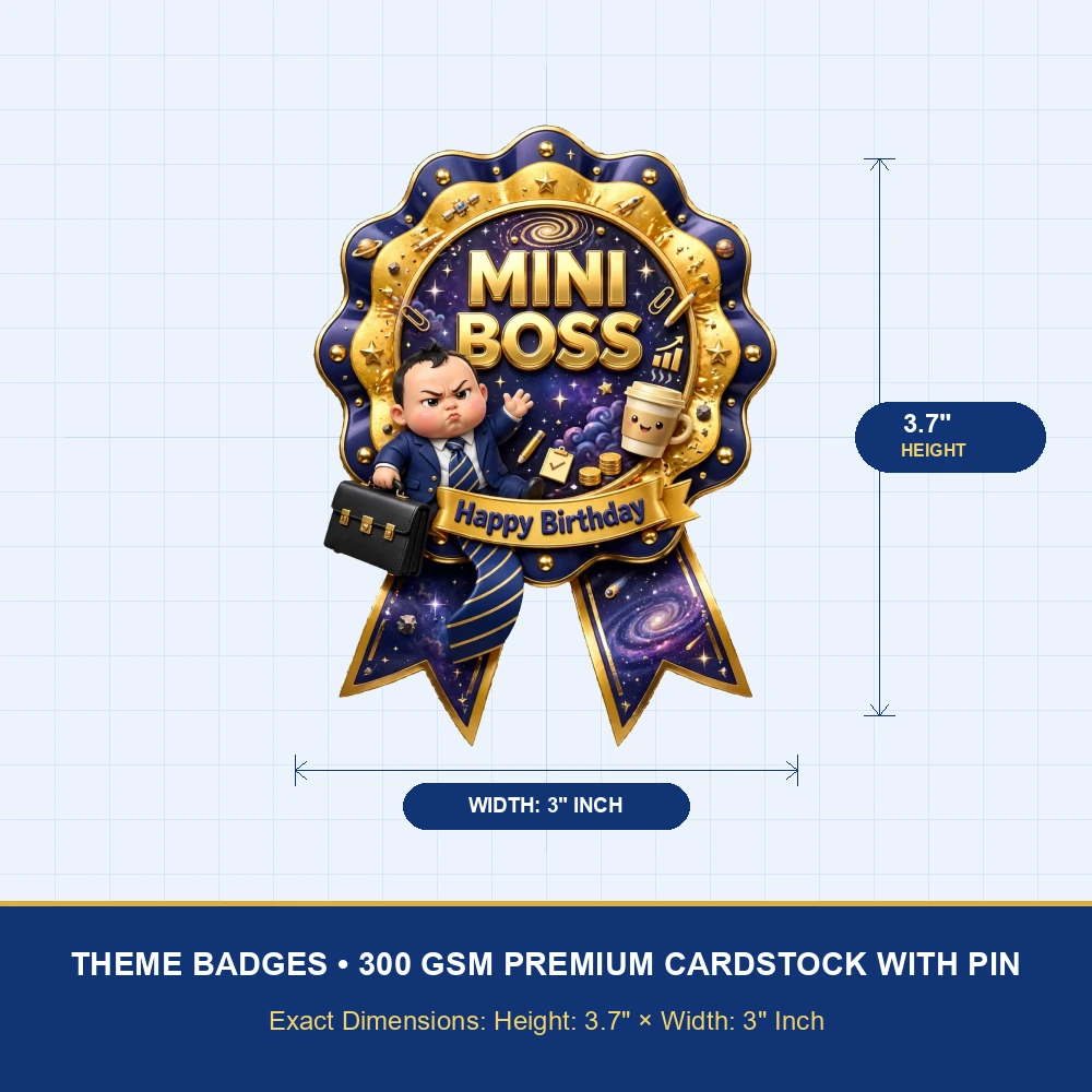 Boss Baby Theme Theme Badges Birthday Party Supplies (PACK OF 16) - 300 GSM Premium Cardstock with Pin (3.7 x 3 Inch) - Premium Party Decor Supply by Party Decor Mall - View 4