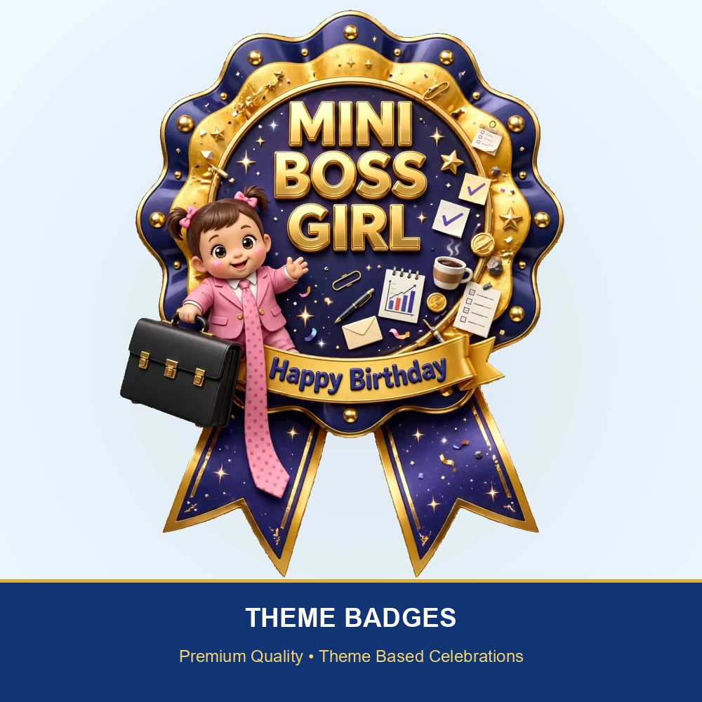 Boss Baby Girl Theme Theme Badges Birthday Party Supplies (PACK OF 16) - 300 GSM Premium Cardstock with Pin (3.7 x 3 Inch) - Premium Party Decor Supply by Party Decor Mall - View 2