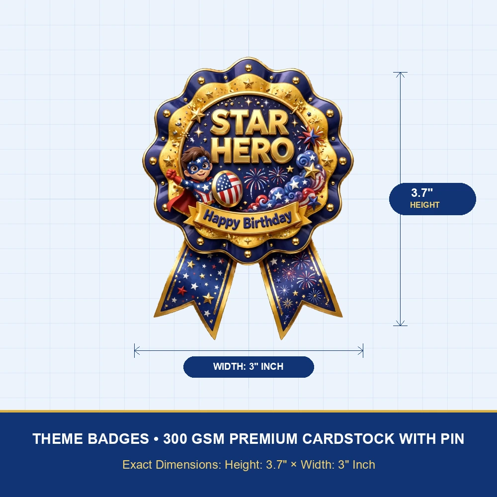 Captain America Theme Theme Badges Birthday Party Supplies (PACK OF 16) - 300 GSM Premium Cardstock with Pin (3.7 x 3 Inch) - Premium Party Decor Supply by Party Decor Mall - View 4