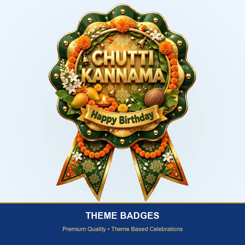 Chutti Kannama Theme Theme Badges Birthday Party Supplies (PACK OF 16) - 300 GSM Premium Cardstock with Pin (3.7 x 3 Inch) - Premium Party Decor Supply by Party Decor Mall - View 2