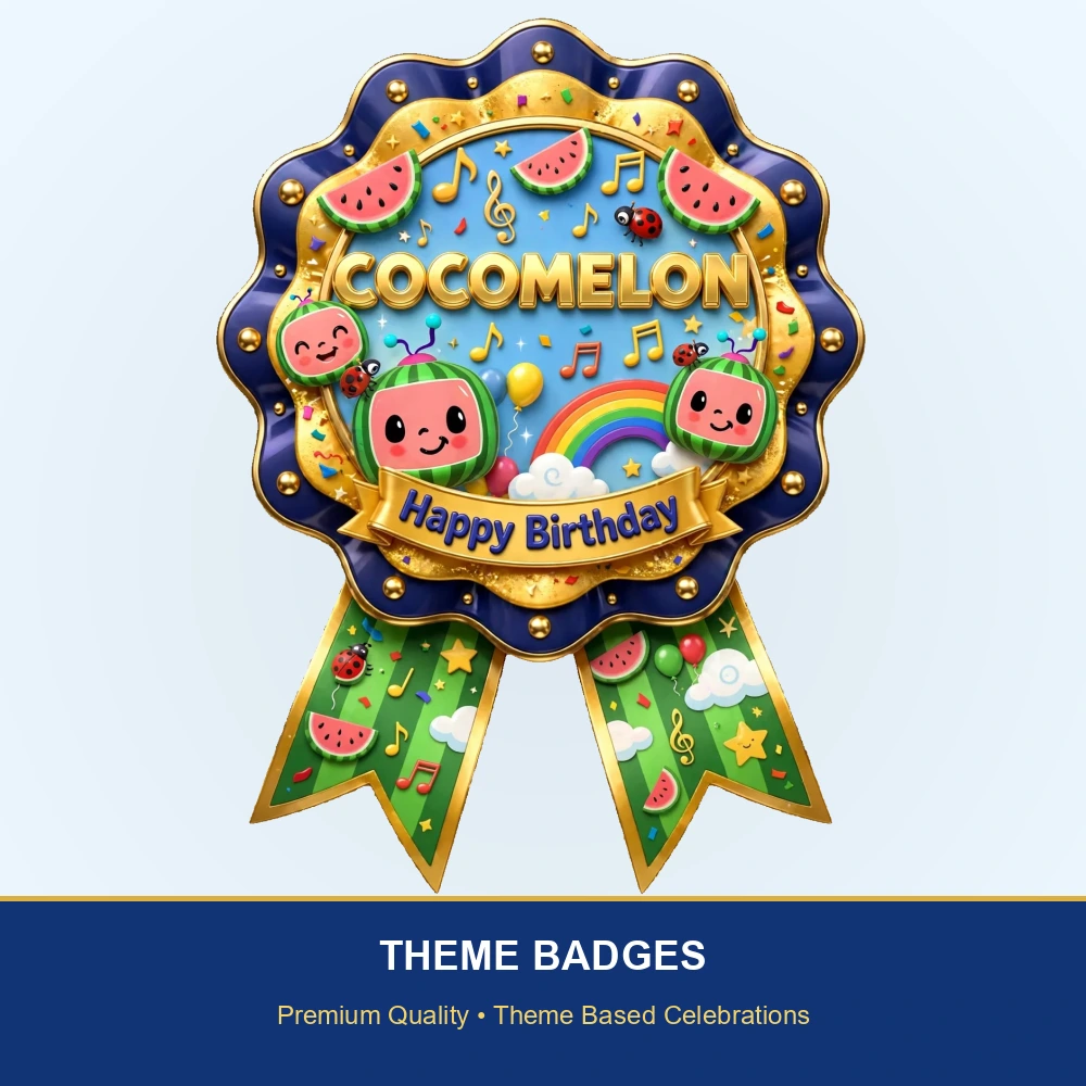 Cocomelon Theme Theme Badges Birthday Party Supplies (PACK OF 16) - 300 GSM Premium Cardstock with Pin (3.7 x 3 Inch) - Premium Party Decor Supply by Party Decor Mall - View 2