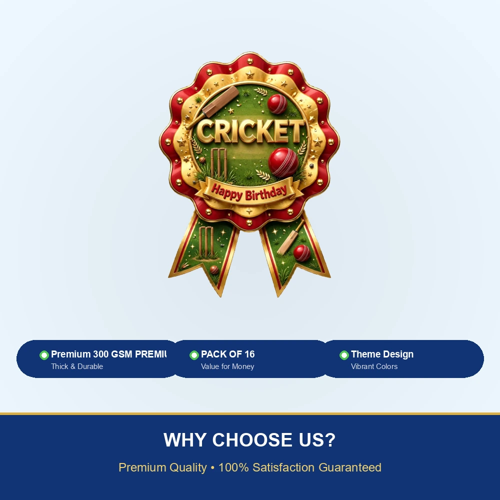 Cricket Theme Theme Badges Birthday Party Supplies (PACK OF 16) - 300 GSM Premium Cardstock with Pin (3.7 x 3 Inch) - Premium Party Decor Supply by Party Decor Mall - View 7