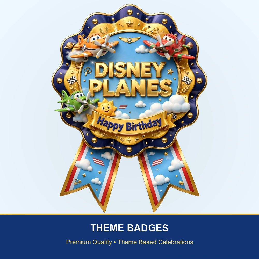 Disney Planes Theme Theme Badges Birthday Party Supplies (PACK OF 16) - 300 GSM Premium Cardstock with Pin (3.7 x 3 Inch) - Premium Party Decor Supply by Party Decor Mall - View 2