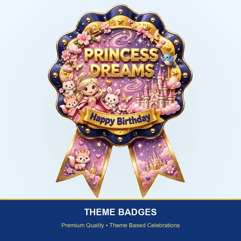 Disney Princess Theme Theme Badges Birthday Party Supplies (PACK OF 16) - 300 GSM Premium Cardstock with Pin (3.7 x 3 Inch) - Premium Party Decor Supply by Party Decor Mall - View 2