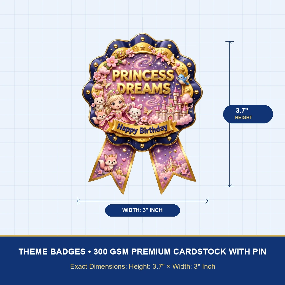 Disney Princess Theme Theme Badges Birthday Party Supplies (PACK OF 16) - 300 GSM Premium Cardstock with Pin (3.7 x 3 Inch) - Premium Party Decor Supply by Party Decor Mall - View 4