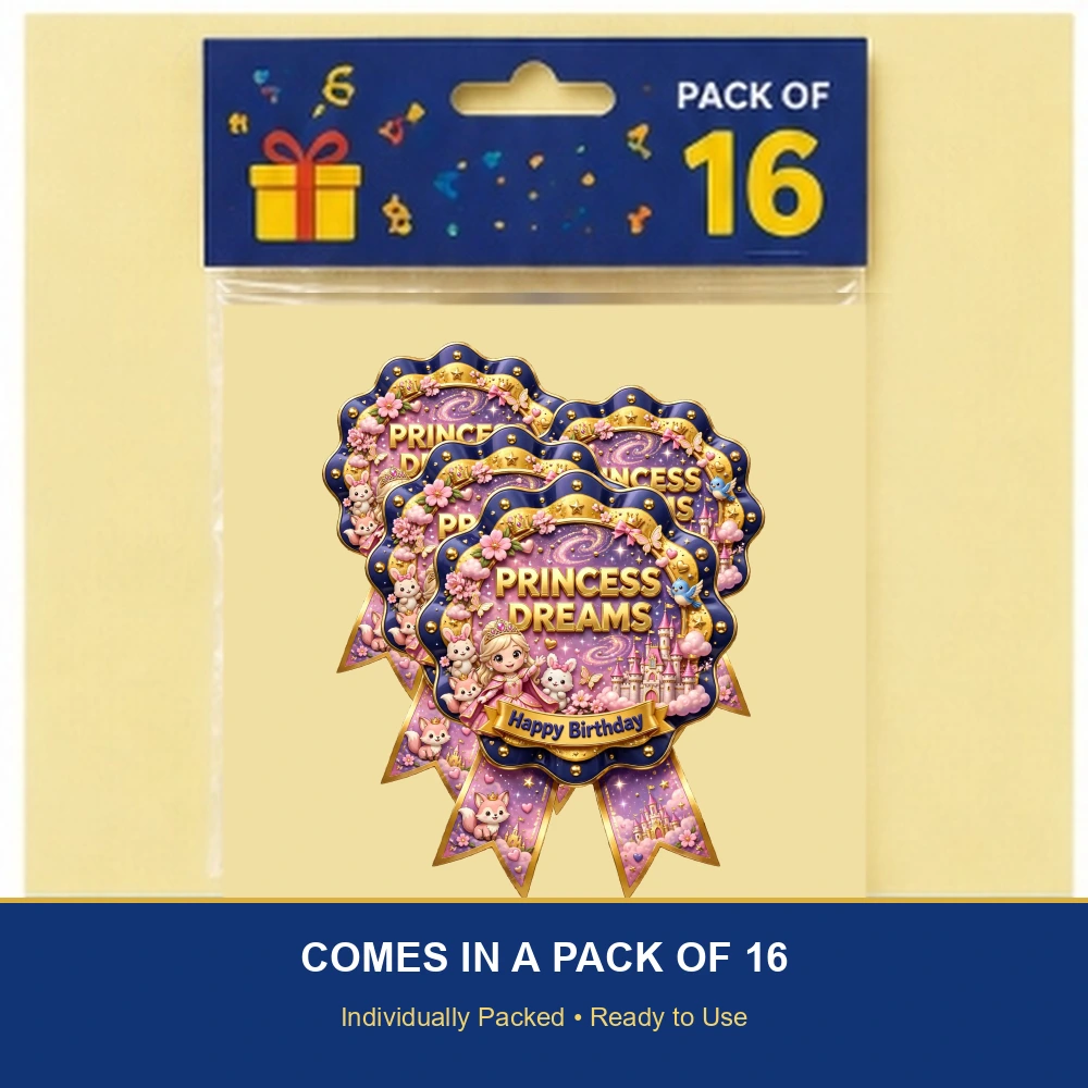 Disney Princess Theme Theme Badges Birthday Party Supplies (PACK OF 16) - 300 GSM Premium Cardstock with Pin (3.7 x 3 Inch) - Premium Party Decor Supply by Party Decor Mall - View 6