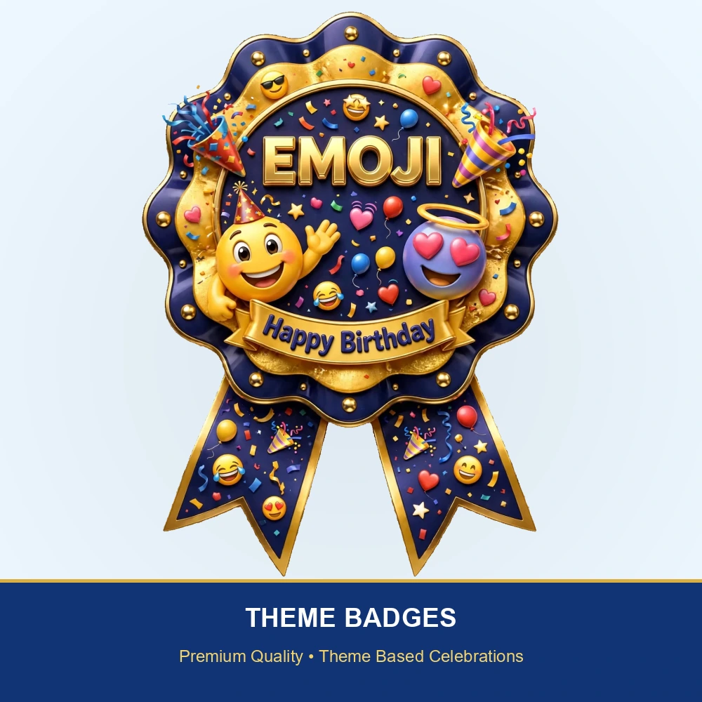 Emoji Theme Theme Badges Birthday Party Supplies (PACK OF 16) - 300 GSM Premium Cardstock with Pin (3.7 x 3 Inch) - Premium Party Decor Supply by Party Decor Mall - View 2