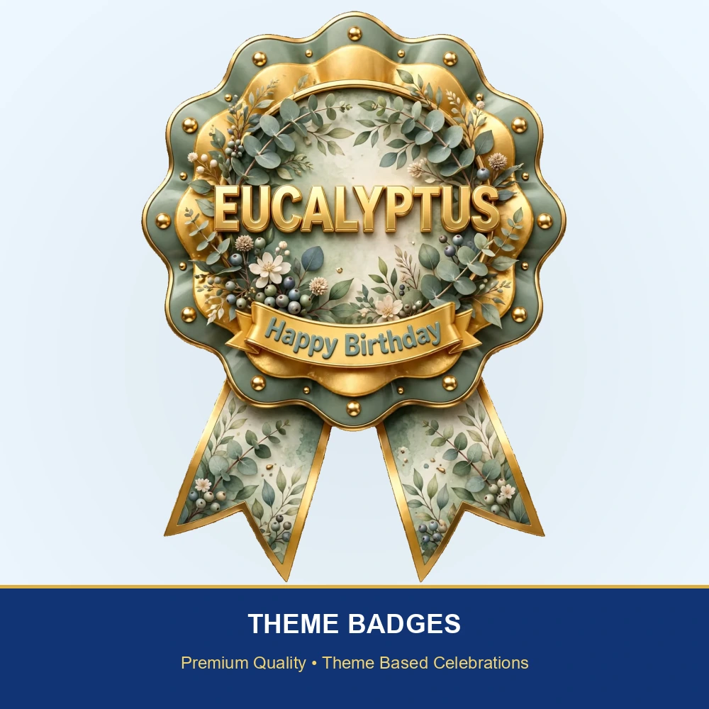 Eucalyptus Theme Theme Badges Birthday Party Supplies (PACK OF 16) - 300 GSM Premium Cardstock with Pin (3.7 x 3 Inch) - Premium Party Decor Supply by Party Decor Mall - View 2