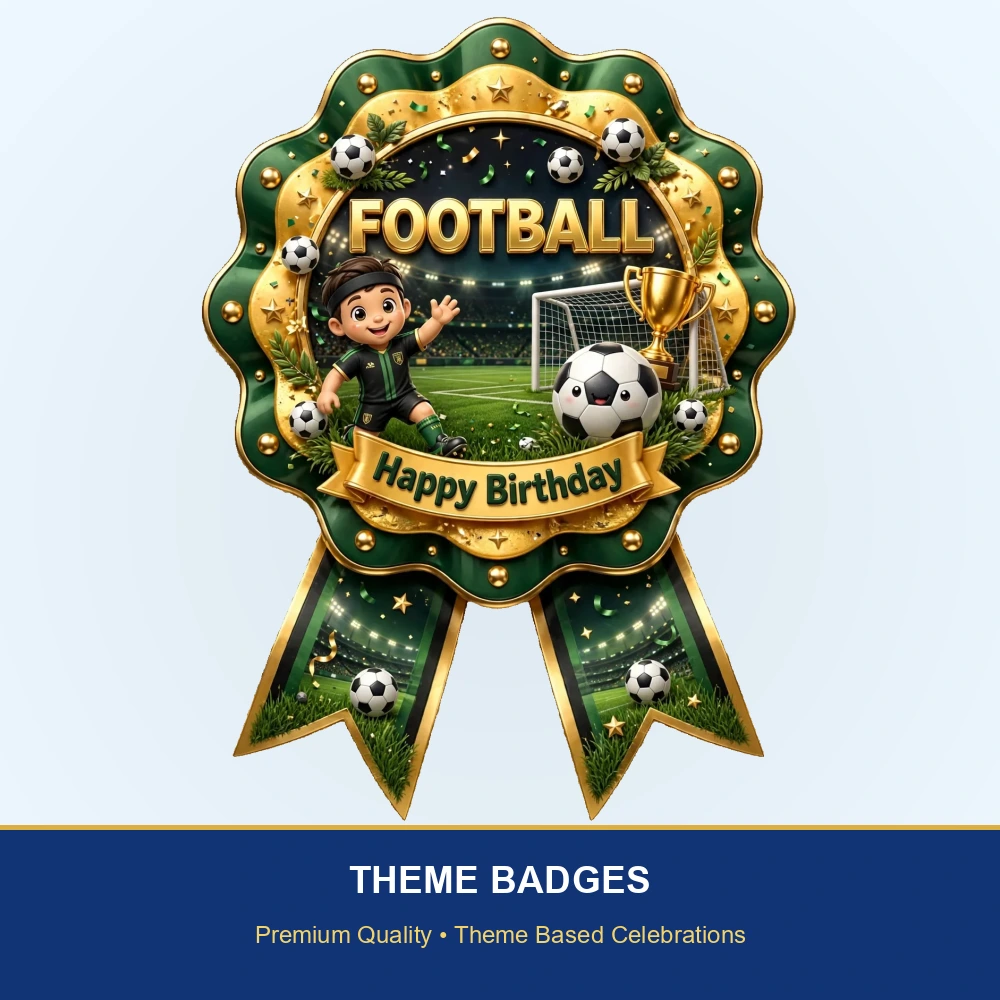 Football Theme Theme Badges Birthday Party Supplies (PACK OF 16) - 300 GSM Premium Cardstock with Pin (3.7 x 3 Inch) - Premium Party Decor Supply by Party Decor Mall - View 2