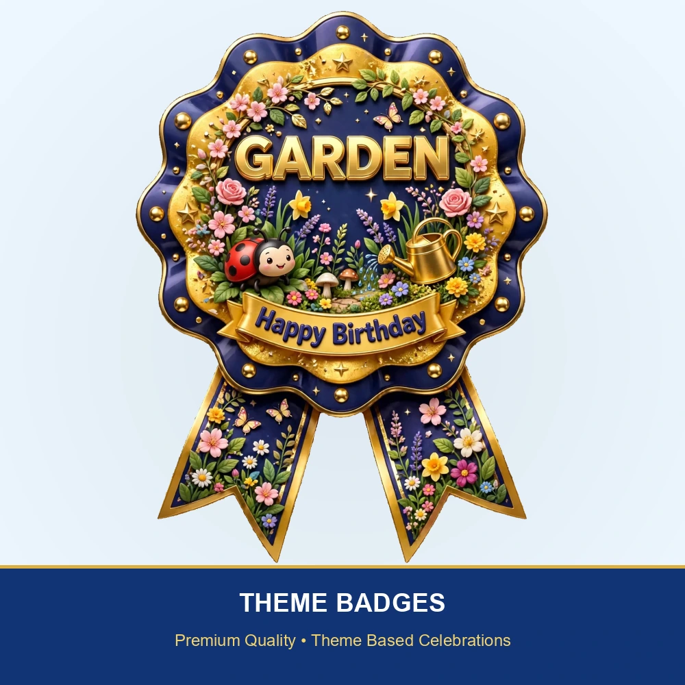 Garden Theme Theme Badges Birthday Party Supplies (PACK OF 16) - 300 GSM Premium Cardstock with Pin (3.7 x 3 Inch) - Premium Party Decor Supply by Party Decor Mall - View 2