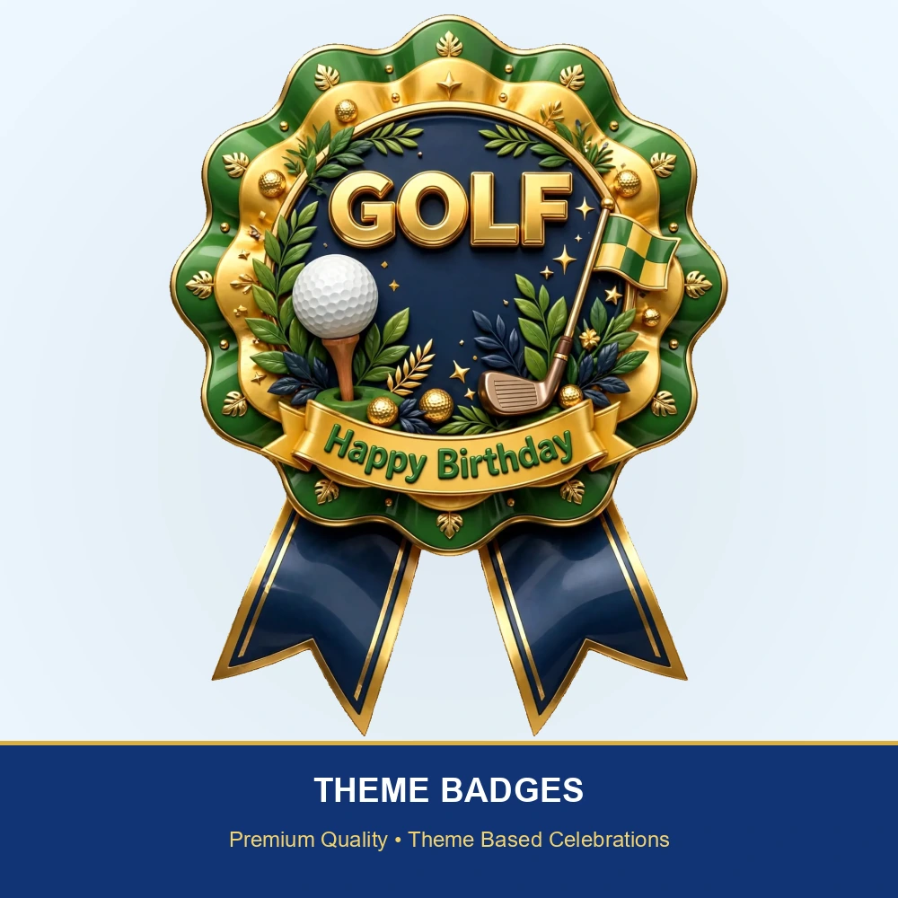 Golf Theme Theme Badges Birthday Party Supplies (PACK OF 16) - 300 GSM Premium Cardstock with Pin (3.7 x 3 Inch) - Premium Party Decor Supply by Party Decor Mall - View 2