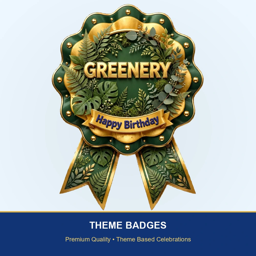 Greenery Theme Theme Badges Birthday Party Supplies (PACK OF 16) - 300 GSM Premium Cardstock with Pin (3.7 x 3 Inch) - Premium Party Decor Supply by Party Decor Mall - View 2
