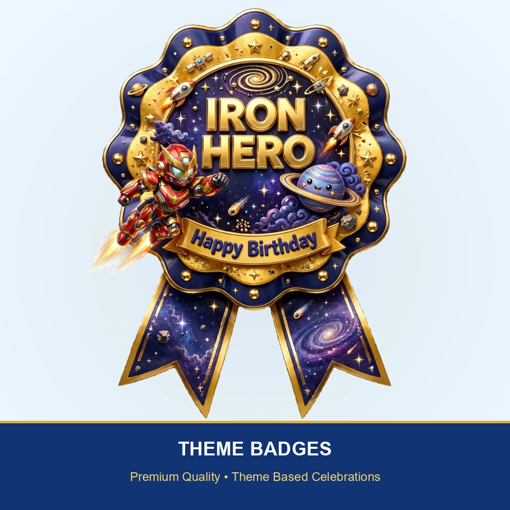 Iron Man Theme Theme Badges Birthday Party Supplies (PACK OF 16) - 300 GSM Premium Cardstock with Pin (3.7 x 3 Inch) - Premium Party Decor Supply by Party Decor Mall - View 2