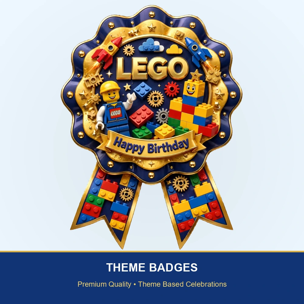 Lego Theme Theme Badges Birthday Party Supplies (PACK OF 16) - 300 GSM Premium Cardstock with Pin (3.7 x 3 Inch) - Premium Party Decor Supply by Party Decor Mall - View 2