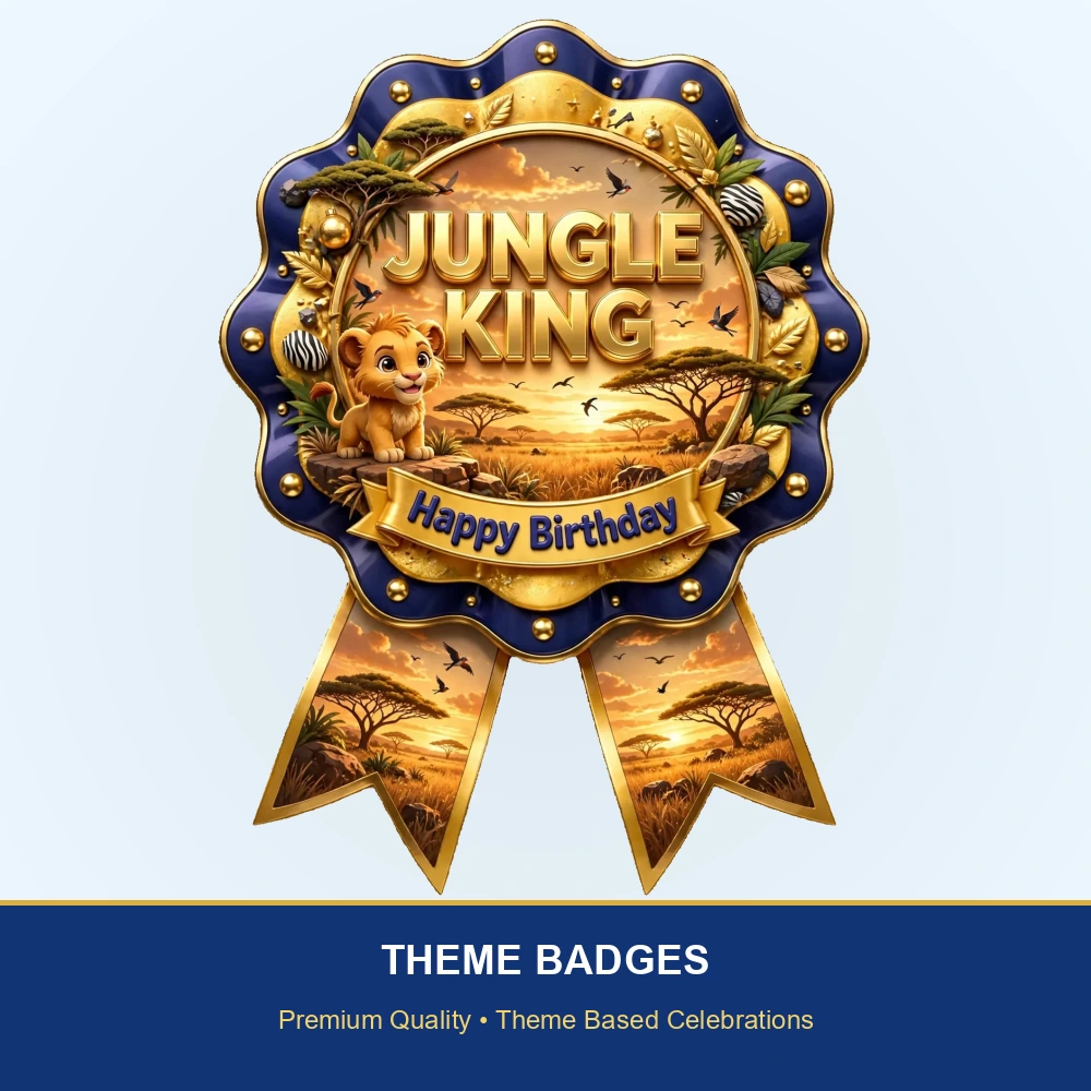 Lion King Theme Theme Badges Birthday Party Supplies (PACK OF 16) - 300 GSM Premium Cardstock with Pin (3.7 x 3 Inch) - Premium Party Decor Supply by Party Decor Mall - View 2