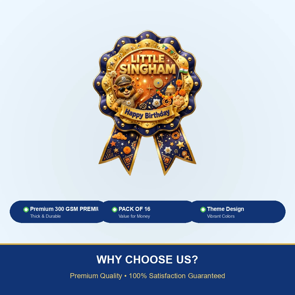 Little Singham Theme Theme Badges Birthday Party Supplies (PACK OF 16) - 300 GSM Premium Cardstock with Pin (3.7 x 3 Inch) - Premium Party Decor Supply by Party Decor Mall - View 7