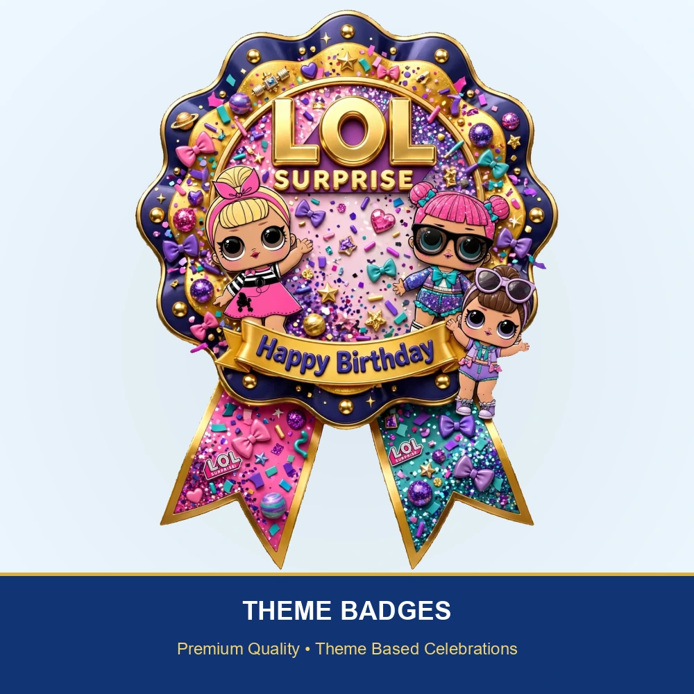 LOL Surprise Theme Theme Badges Birthday Party Supplies (PACK OF 16) - 300 GSM Premium Cardstock with Pin (3.7 x 3 Inch) - Premium Party Decor Supply by Party Decor Mall - View 2