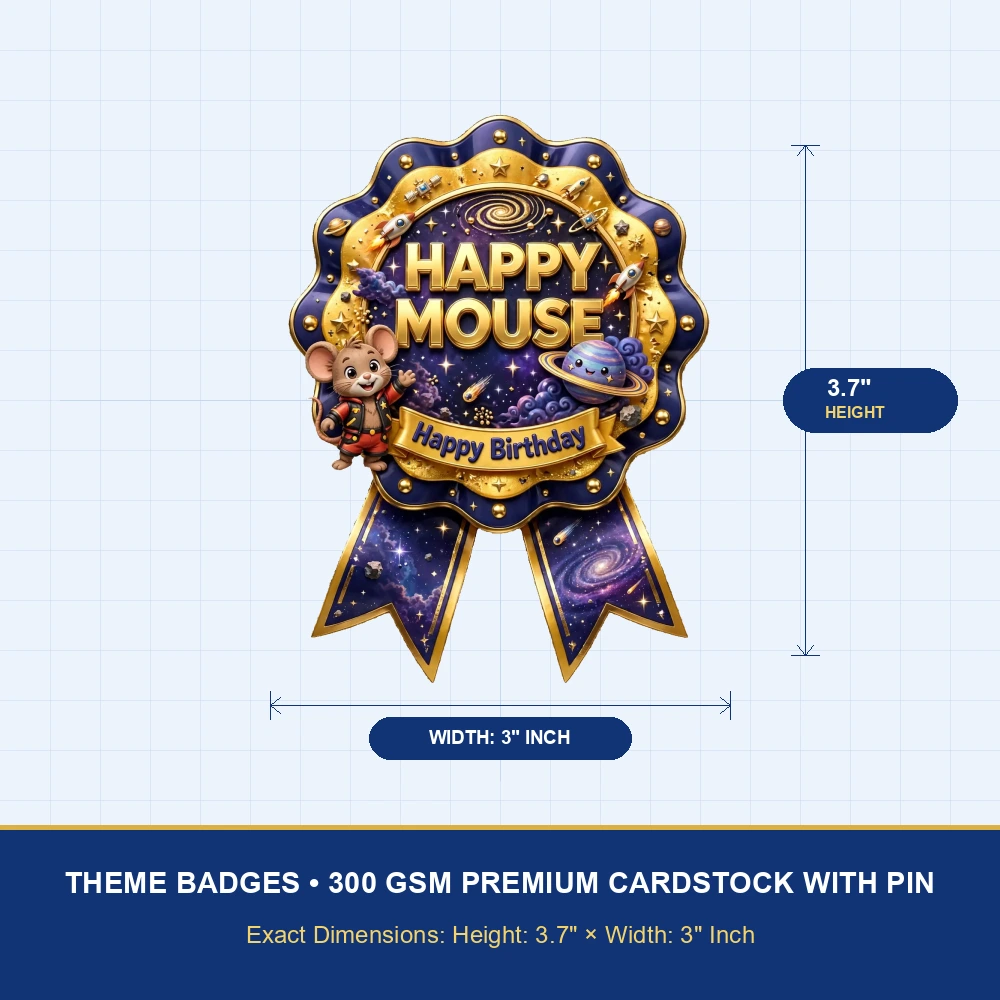 Mickey Mouse Theme Theme Badges Birthday Party Supplies (PACK OF 16) - 300 GSM Premium Cardstock with Pin (3.7 x 3 Inch) - Premium Party Decor Supply by Party Decor Mall - View 4