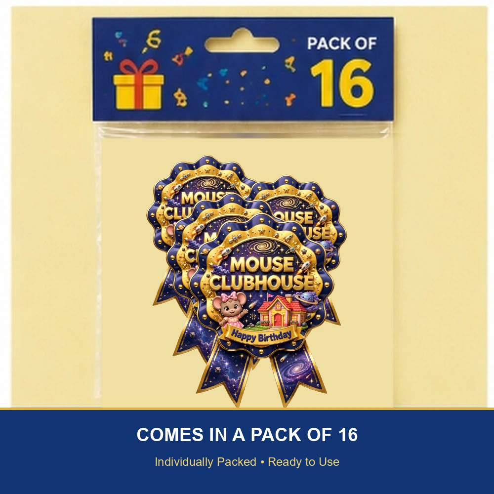 Minnie Mouse Clubhouse Theme Theme Badges Birthday Party Supplies (PACK OF 16) - 300 GSM Premium Cardstock with Pin (3.7 x 3 Inch) - Premium Party Decor Supply by Party Decor Mall - View 6