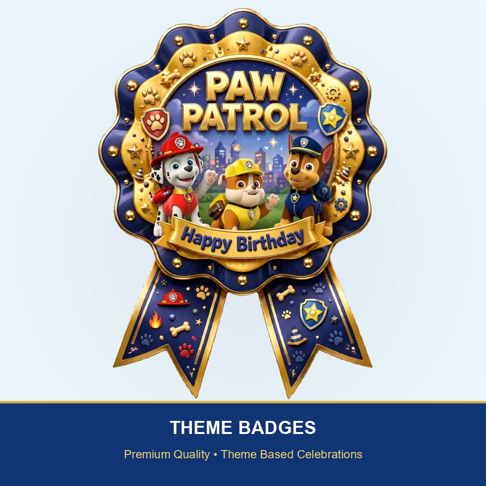 Paw Patrol Theme Theme Badges Birthday Party Supplies (PACK OF 16) - 300 GSM Premium Cardstock with Pin (3.7 x 3 Inch) - Premium Party Decor Supply by Party Decor Mall - View 2
