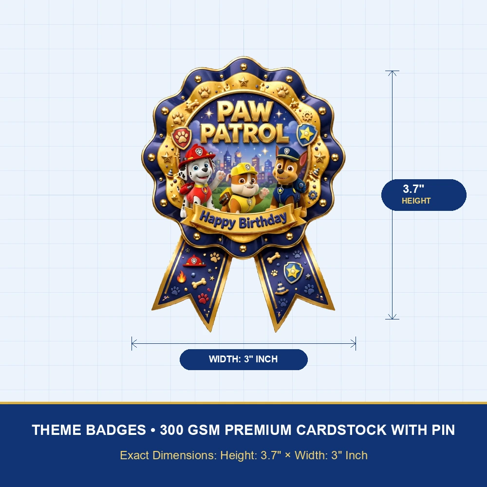 Paw Patrol Theme Theme Badges Birthday Party Supplies (PACK OF 16) - 300 GSM Premium Cardstock with Pin (3.7 x 3 Inch) - Premium Party Decor Supply by Party Decor Mall - View 4