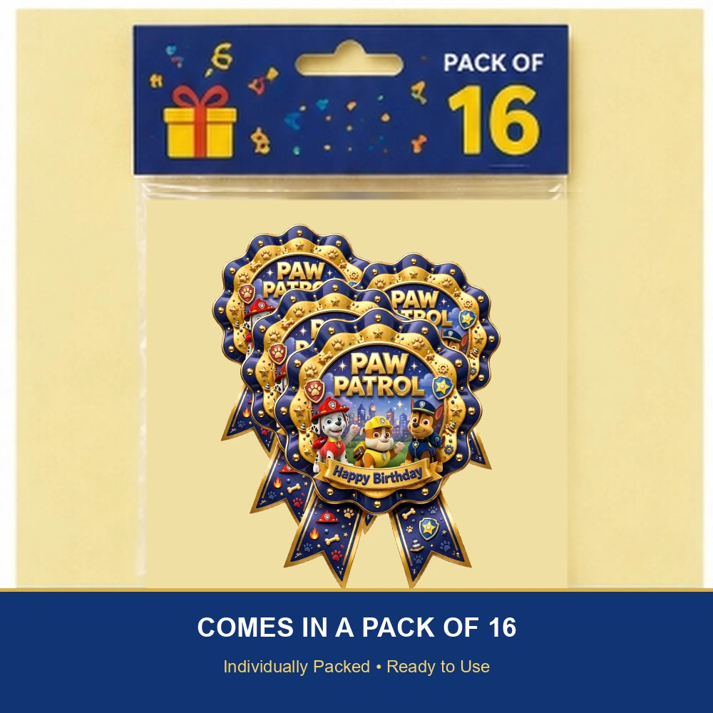 Paw Patrol Theme Theme Badges Birthday Party Supplies (PACK OF 16) - 300 GSM Premium Cardstock with Pin (3.7 x 3 Inch) - Premium Party Decor Supply by Party Decor Mall - View 6