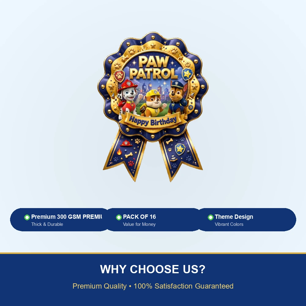 Paw Patrol Theme Theme Badges Birthday Party Supplies (PACK OF 16) - 300 GSM Premium Cardstock with Pin (3.7 x 3 Inch) - Premium Party Decor Supply by Party Decor Mall - View 7